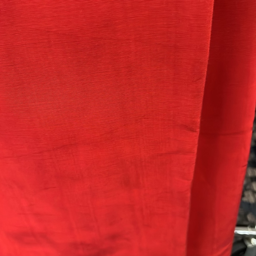 RARE Banquet sized RED Genuine Moire tablecloth- cleaned and pressed!